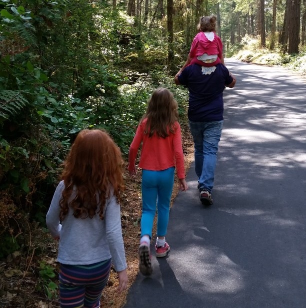 Dad and daughter walk